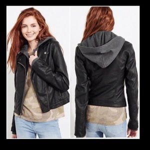 Hollisger Hooded Leather Jacket